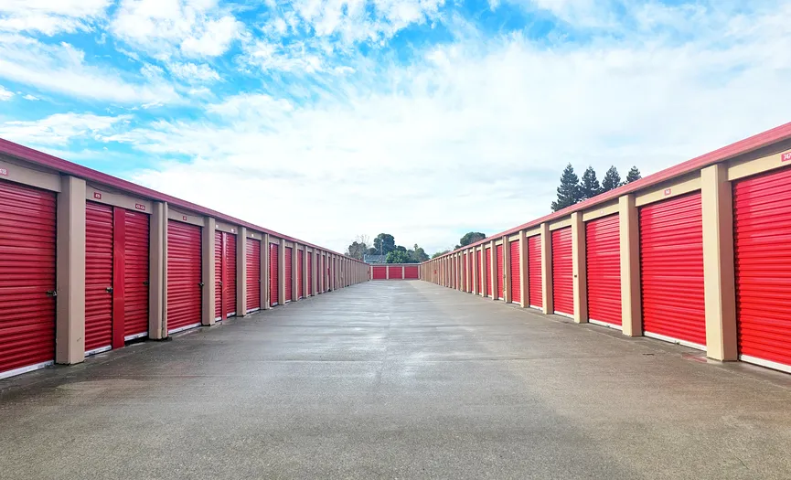 Ground-level drive-up storage units at a secure self storage facility in South Hayward near Union City