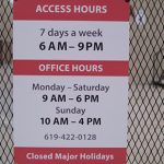 Hours of operation at Chula Vista self storage facility