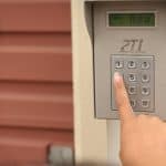 Entering passcode at Hayward self storage entry gate