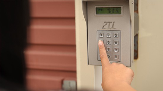 Entering passcode at Hayward self storage entry gate