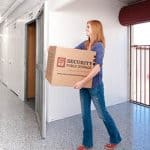 Customer carrying box at San Pablo self storage
