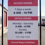 Sparks self storage facility hours