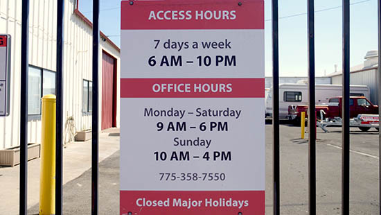 Sparks self storage facility hours