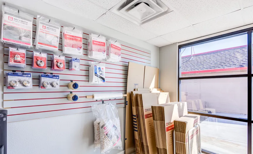 Boxes, locks, and moving supplies available for purchase at our Central Roseville storage facility