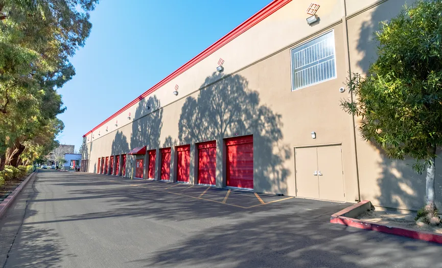 Outdoor drive-up storage units with 24-hour access at Security Public Storage along Camino Ramon in San Ramon