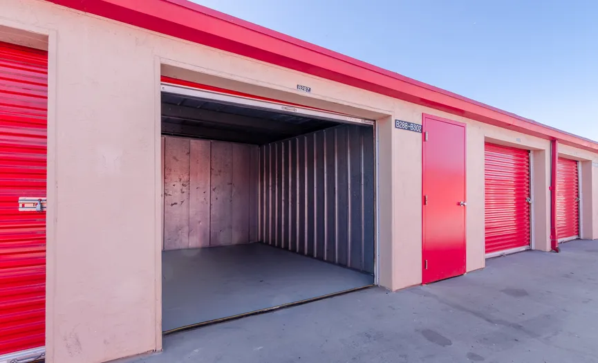Inside view of a drive-up storage unit designed for convenient loading and unloading