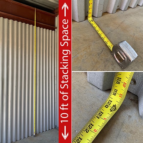 stacking height in storage unit