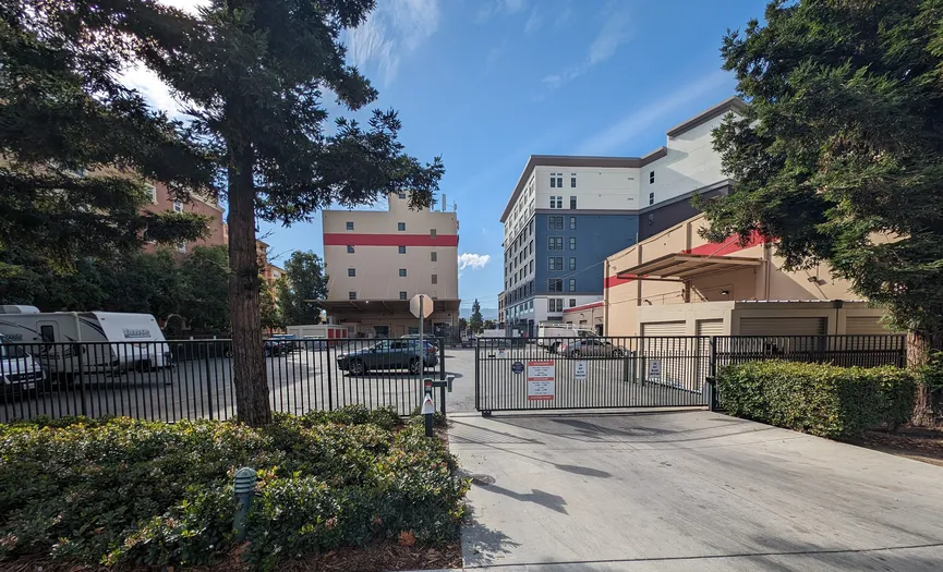 Street view of the back entrance to Security Public Storage in Redwood City