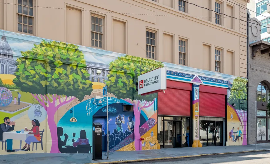 Street view of Security Public Storage, a secure self storage facility in the Hayes Valley area of San Francisco