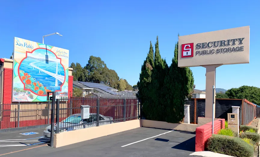 Outdoor customer parking near the main office at Security Public Storage in San Pablo