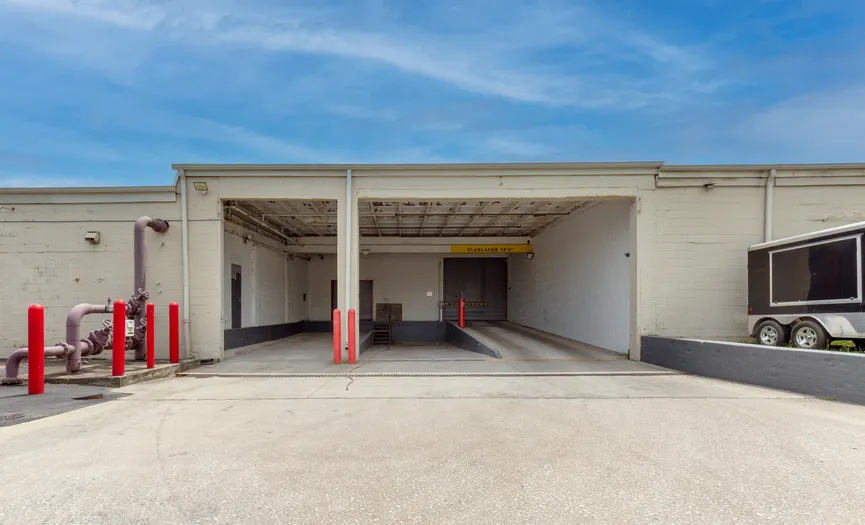 Secure rollup door allowing drive-up storage access inside the storage facility for easy loading and unloading