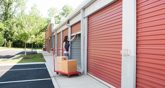 Customer entering outside storage unit
