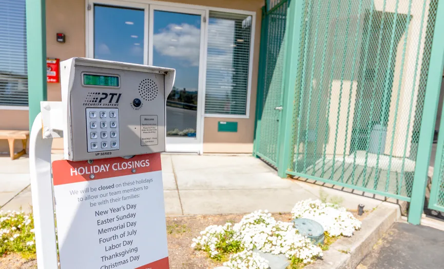 Electronic keypad entry at Security Public Storage serving Bayshore and Visitacion Valley near Mission Street