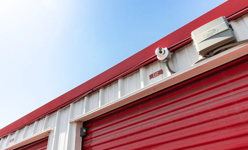 Security camera monitoring secure storage units at Security Public Storage near Fig Garden in Fresno
