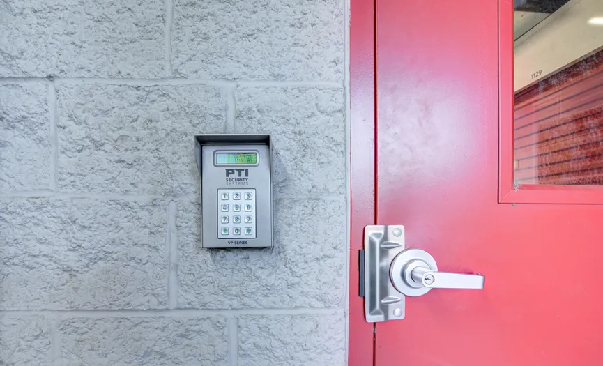 Keypad entry system at a secure self storage facility on NW Vaughn Street in Portland, Oregon