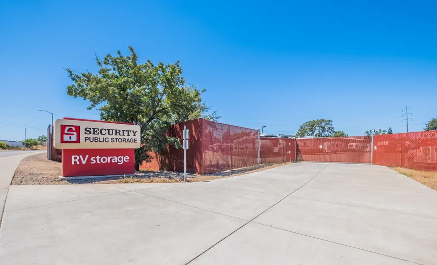 Boat and RV storage parking lot at our East Roseville facility on Galleria Blvd