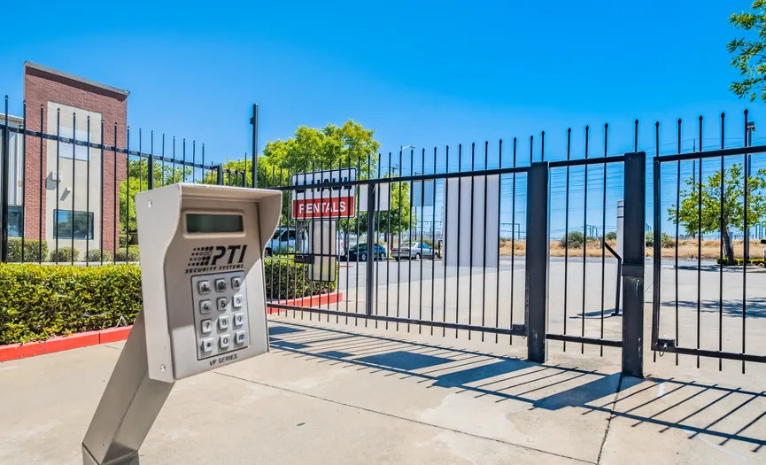 Electronic keypad gate entry at our East Roseville facility near Westfield Galleria