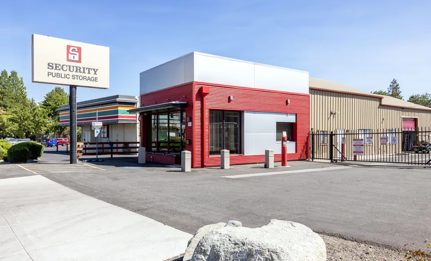 Street view of the entrance to Security Public Storage in East Sparks near Prater Way