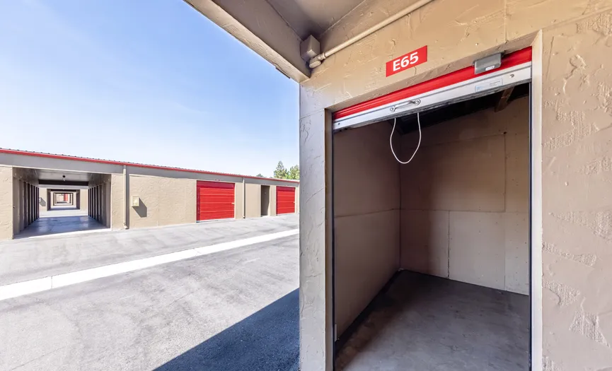 Interior view of drive-up storage units at Security Public Storage in Sparks near Prater Way