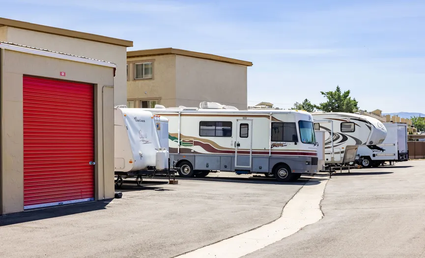Outdoor boat and RV storage parking area at Security Public Storage in East Sparks
