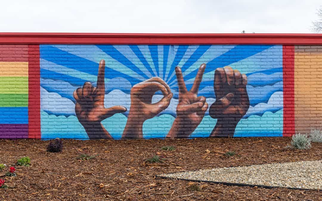 LOVE in sign language mural in Vallejo, California, USA