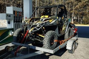 ATVs stored on a trailer