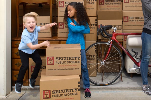 Children during quarantine at self storage unit