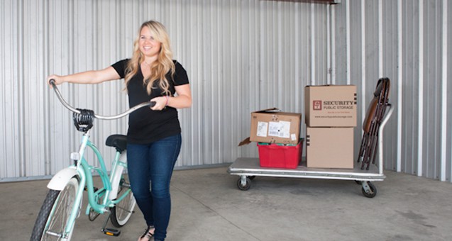 customer removes bike from storage for summer