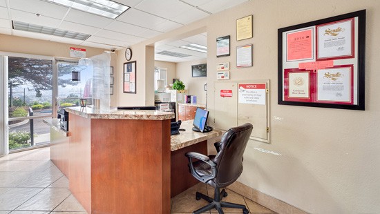 clean self storage office interior