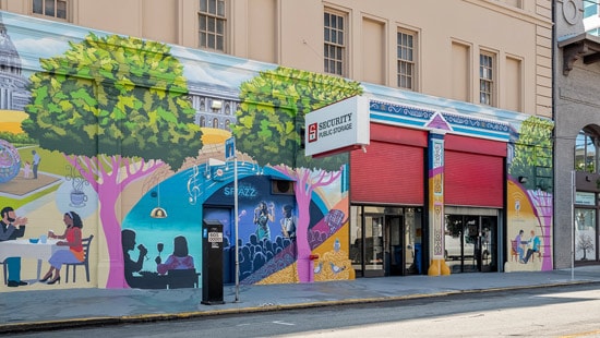 street view of self storage mural