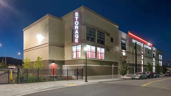 streetview of storage in portland at night